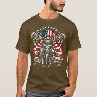 Dirt Bike American Flagga Motocross Biker 4th of J T Shirt