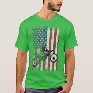 Dirt Bike American Flagga Motocross Biker 4th of J T Shirt
