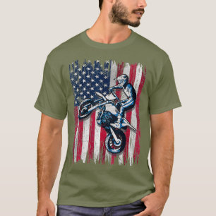 Dirt Bike American Flagga Motocross Biker Gift 4:e T Shirt