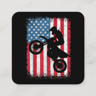 Dirt Bike American Flagga Motocross Biker Manar Bo Fyrkantigt Visitkort