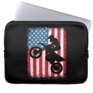 Dirt Bike American Flagga Motocross Biker Manar Bo Laptop Fodral