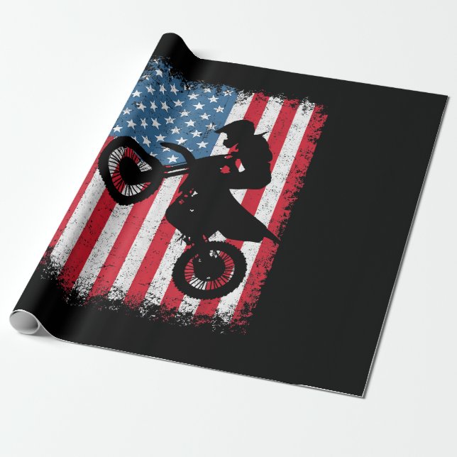 Dirt Bike American Flagga Motocross Biker Manar Bo Presentpapper (Utrullad)