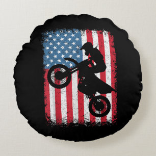Dirt Bike American Flagga Motocross Biker Manar Bo Rund Kudde