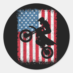 Dirt Bike American Flagga Motocross Biker Manar Bo Runt Klistermärke