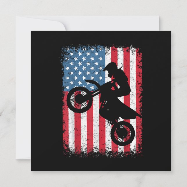 Dirt Bike American Flagga Motocross Biker Manar Bo Tack Kort (Framsida)