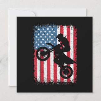 Dirt Bike American Flagga Motocross Biker Manar Bo Tack Kort