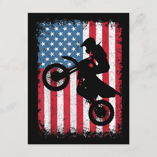 Dirt Bike American Flagga Motocross Biker Manar Bo Tilläggskort (Framsida)