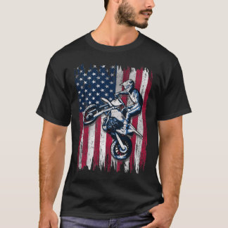 Dirt Bike American Flagga Motocross Biker T Shirt