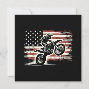 Dirt Bike American Flagga Motocross Biker Vintage Inbjudningar