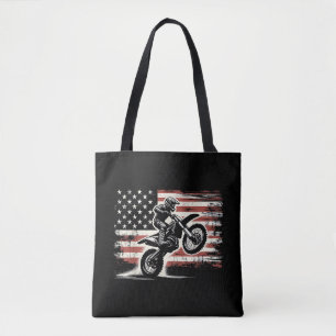 Dirt Bike American Flagga Motocross Biker Vintage Tygkasse