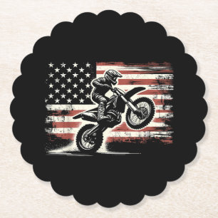 Dirt Bike American Flagga Motocross Biker Vintage Underlägg Papper