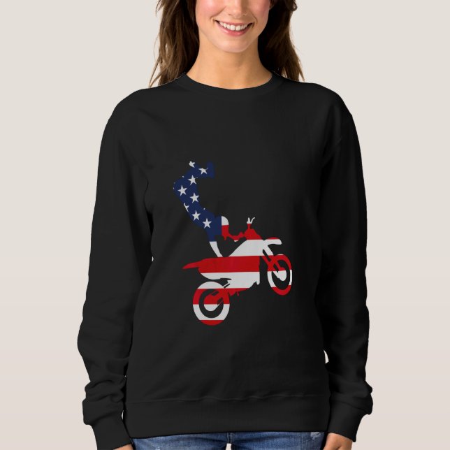 Dirt Bike American Flagga Motocross Enduro T Shirt (Framsida)