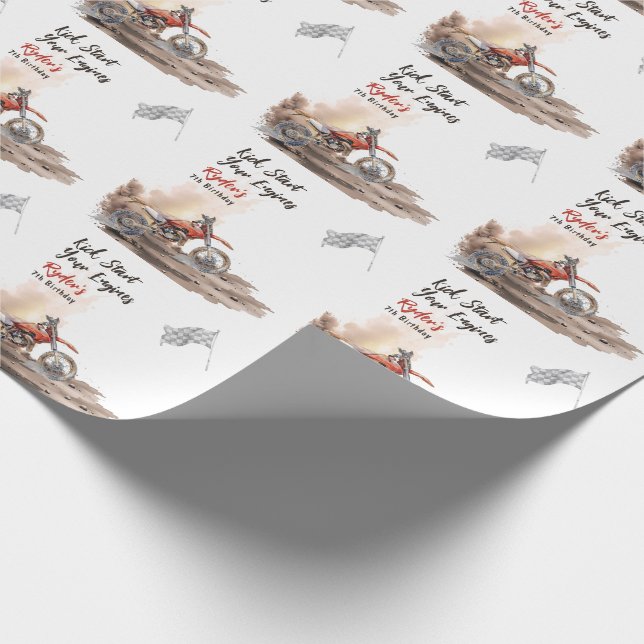 Dirt Bike Any Age Birthday Presentpapper (Hörn)