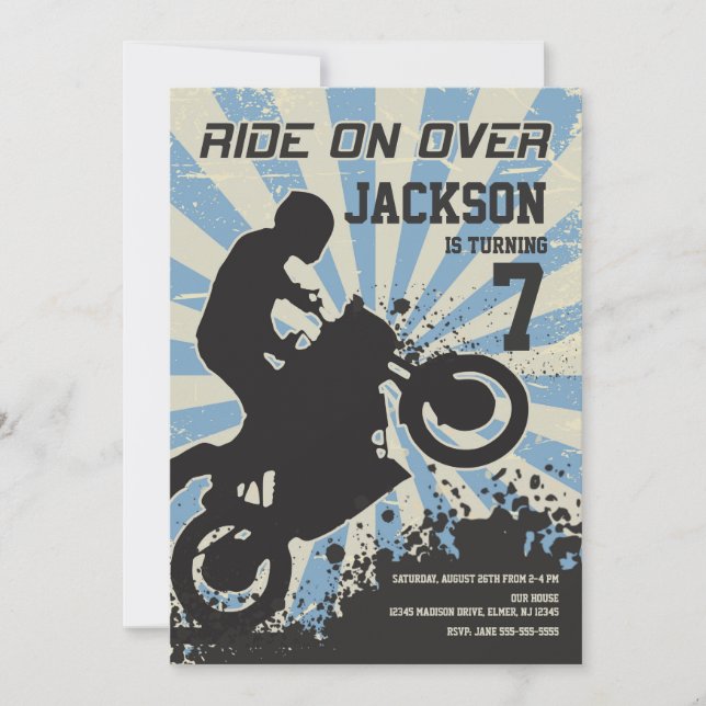 Dirt Bike Birthday bjudande/Motocross/Sport Inbjudningar (Framsida)
