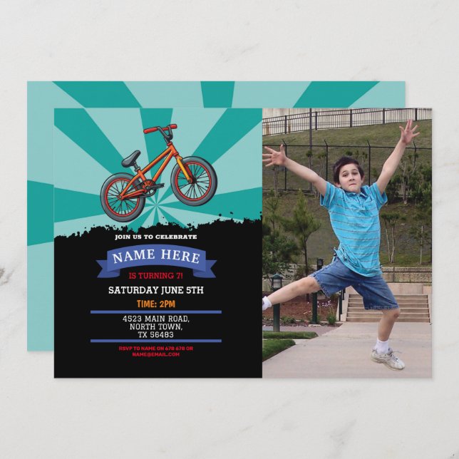 Dirt Bike Birthday bjudande Riding Mud Fun Photo Inbjudningar (Fram/baksida)