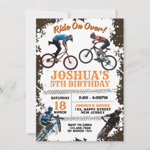 Dirt Bike Birthday-inbjudan. Bicycle Inbjudan