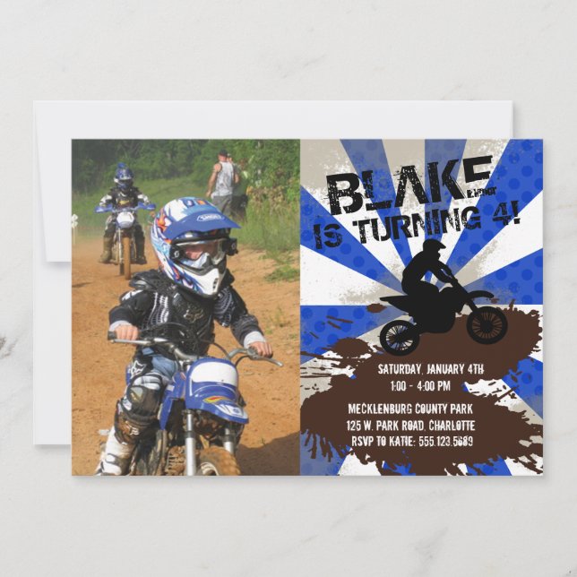 Dirt Bike Birthday-inbjudan Inbjudningar (Framsida)
