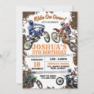 Dirt Bike Birthday-inbjudan. Motorcyklar Inbjudan