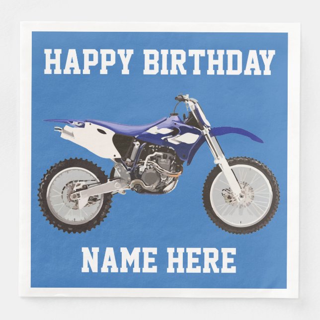 Dirt Bike Blue Birthday Sport Napkins Pappersservett (Framsida)