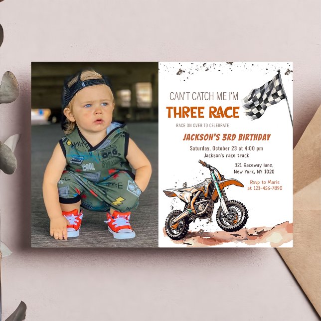 Dirt Bike Boy 3rd Birthday Party Photo Inbjudningar (Skapare uppladdad)