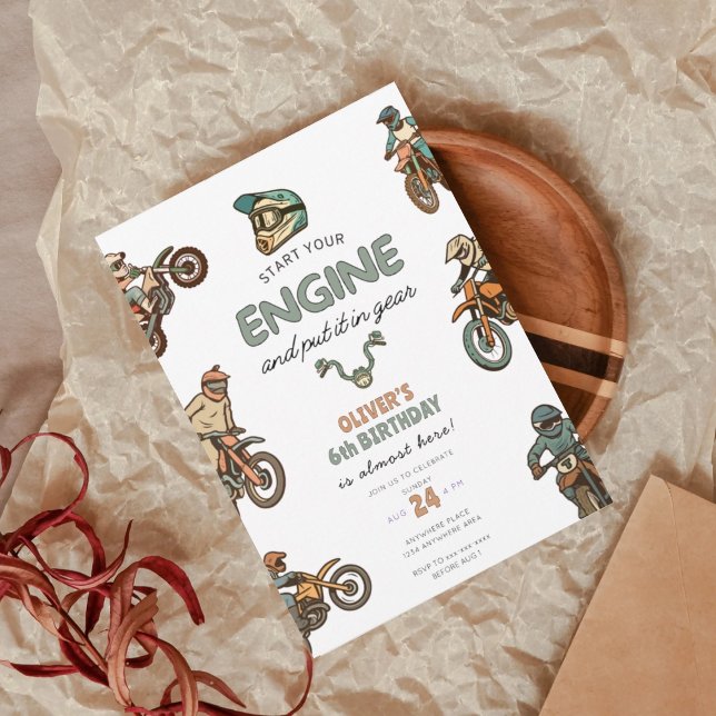 Dirt bike boy 6th birthday inbjudningar (Skapare uppladdad)
