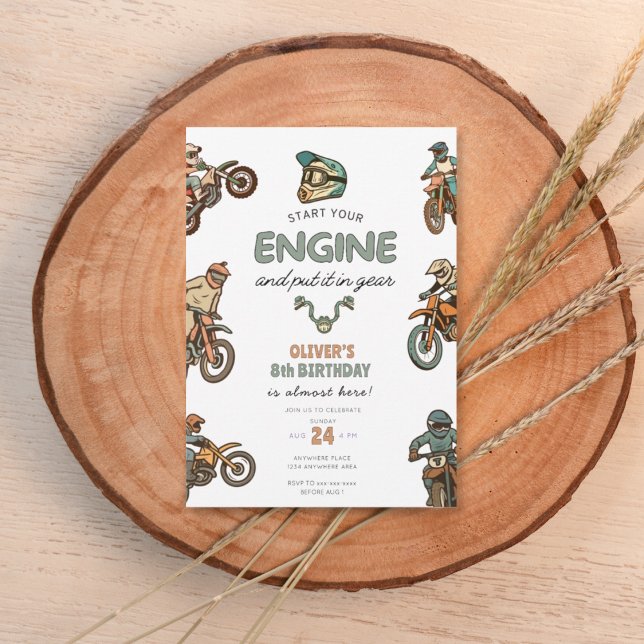 Dirt bike boy 8th birthday inbjudningar (Skapare uppladdad)