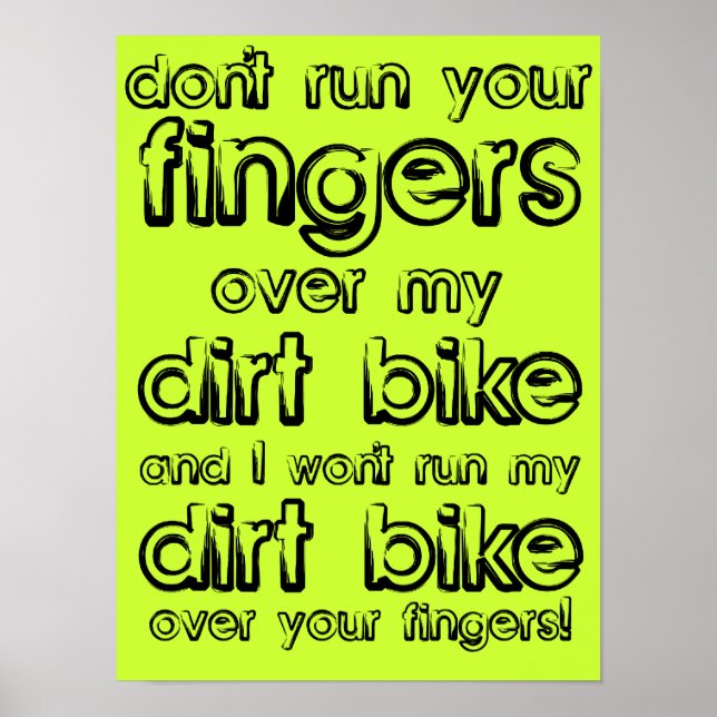 Dirt Bike Finger Funny Motocross Poster tecken (Framsidan)