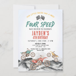 Dirt Bike Fjärde Födelsedagsfest inbjudan för Boy