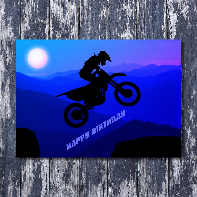 Dirt Bike Full Moon Nattride Motocross Birthday Kort (Skapare uppladdad)