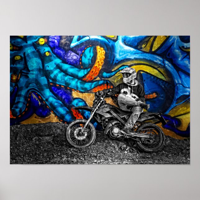 Dirt Bike Graffiti Urban Street Art Poster (Framsidan)