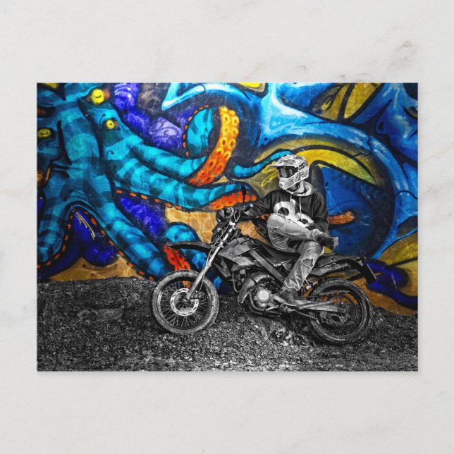 Dirt Bike Graffiti Urban Street Art Vykort (Framsida)