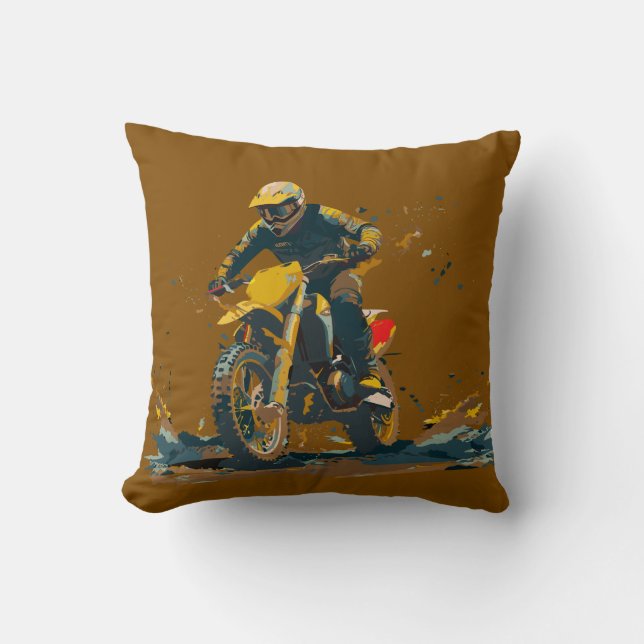 Dirt Bike Graphic Throw Pillow Kudde (Framsida)
