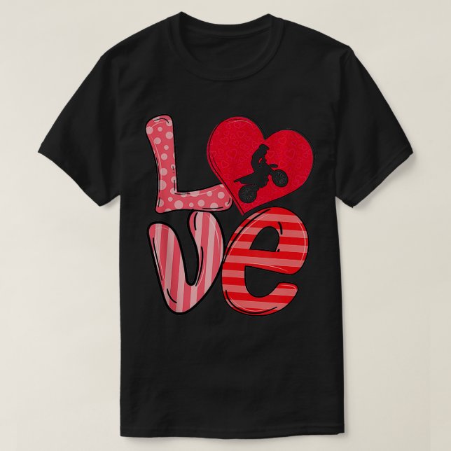 Dirt Bike Hearts Kärlek Valentines day Dirt Bike L T Shirt (Design framsida)