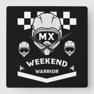 Dirt Bike Helg Warrior Motocross Rider Fyrkantig Klocka