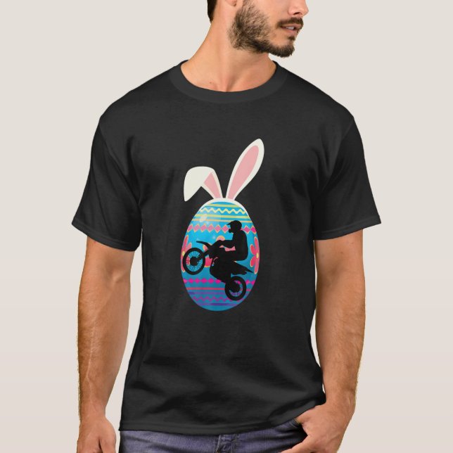 Dirt Bike Inside Bunny Egg Glad påsk Dirt Bike T Shirt (Framsida)
