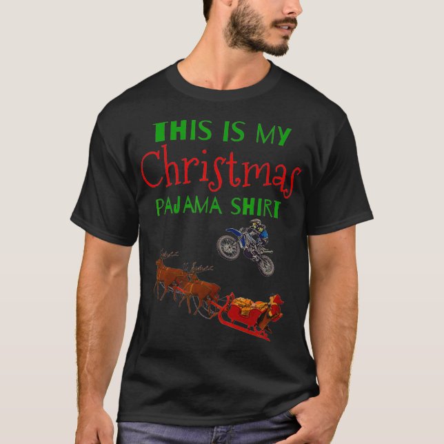 Dirt Bike jul Santa Motocross OffRoading gif T Shirt (Framsida)