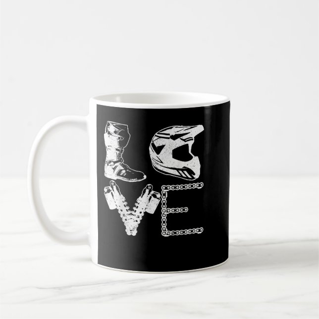 Dirt Bike KÄRLEK Motocross MX Enduro Biker Gift Kaffemugg (Vänster)