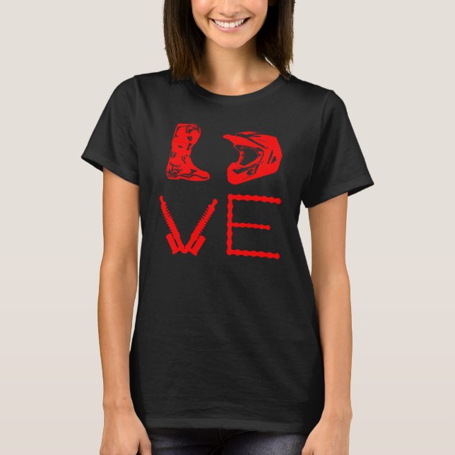 DIRT BIKE LOVE Motorcycle Motocross Enduro T Shirt (Framsida)