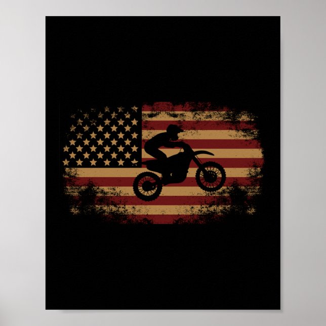 Dirt Bike Motocross American Flagga Dirt Bike Poster (Framsidan)