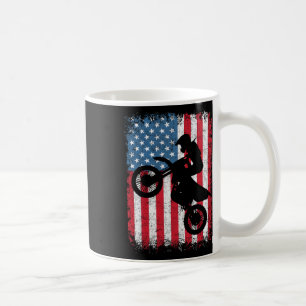 Dirt Bike Motocross Biker American Flagga 4th of J Kaffemugg