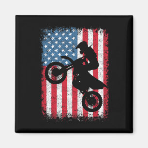 Dirt Bike Motocross Biker American Flagga 4th of J Magnet