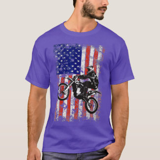 Dirt Bike Motocross Biker American Flagga USA 4:e T Shirt