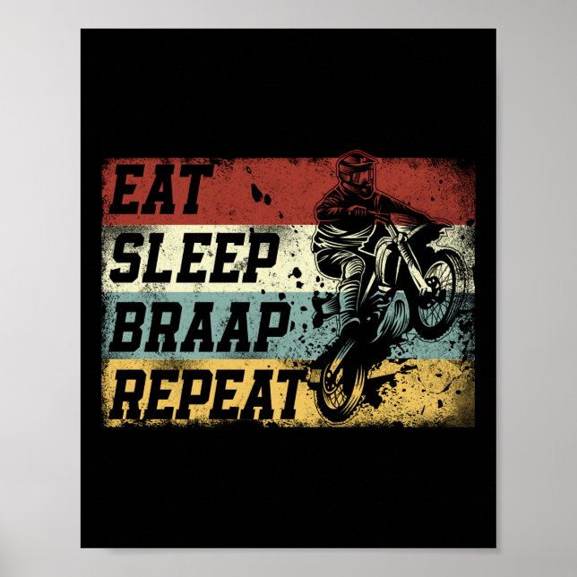 Dirt Bike Motocross Eat Sömnbromsens repeterade Vi Poster (Framsidan)