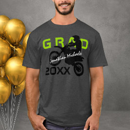 Dirt Bike Motocross Grönt Black Grått Studenten T Shirt