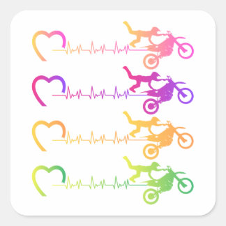 Dirt Bike Motocross Heartslag Baby Bodydress Fyrkantigt Klistermärke