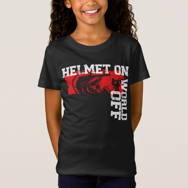 Dirt Bike Motocross Helmet på världssidan utanför  T Shirt (Framsida)