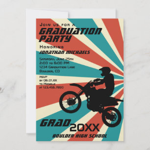 Dirt Bike Motocross PHOTO Sunburst Studenten Inbjudningar