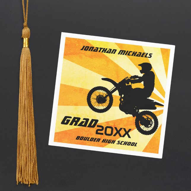 Dirt Bike Motocross Retro Sunburst Studenten Pappersservett (Skapare uppladdad)