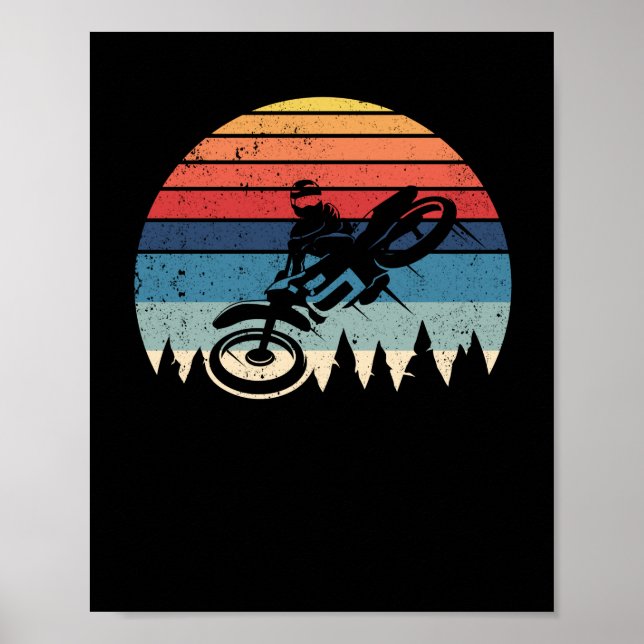 Dirt Bike Motocross Retro Vintage Dirtcykel Rider Poster (Framsidan)