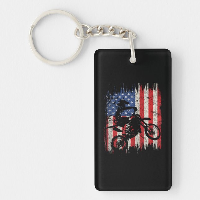 Dirt Bike Motocross USA American Flagga Patriotic (Framsidan)